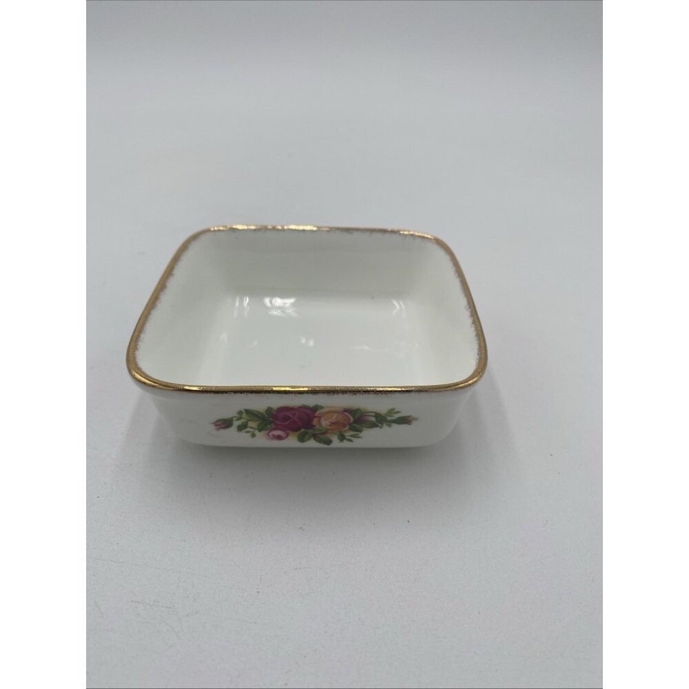 Royal Albert Old Country Roses Square Trinket Tray Jewelry Pin Dish Bowl 3.5"